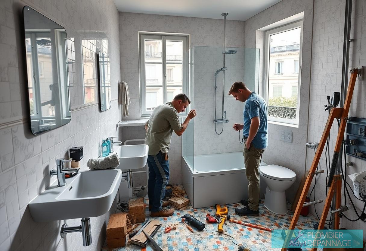 Illustration for section: Une fois la préparation effectuée, il est temps d'installer les nouveaux équipements et d'effectu - rénovation salle de bain paris