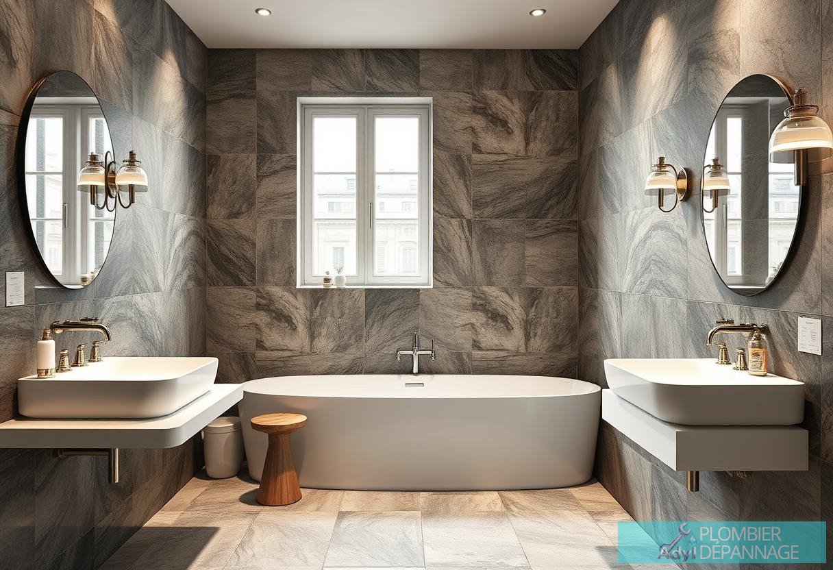 Illustration for section: Matériaux pour les revêtements Le choix des matériaux pour les revêtements est vital pour le sty - rénovation salle de bain paris